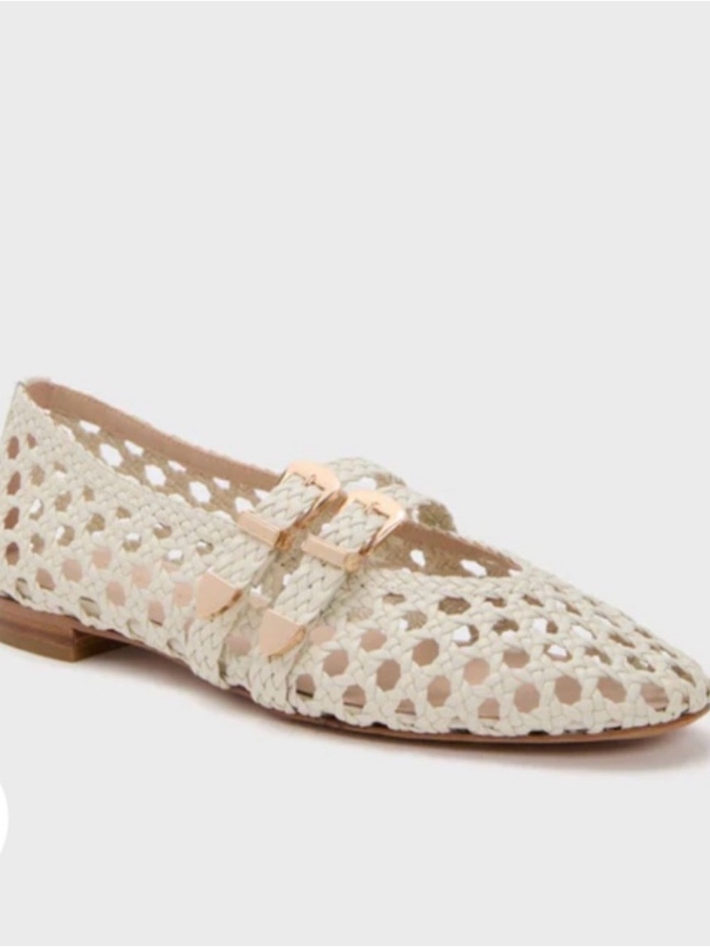 Tuckernuck Cream Woven Double-Buckle Nina Flat